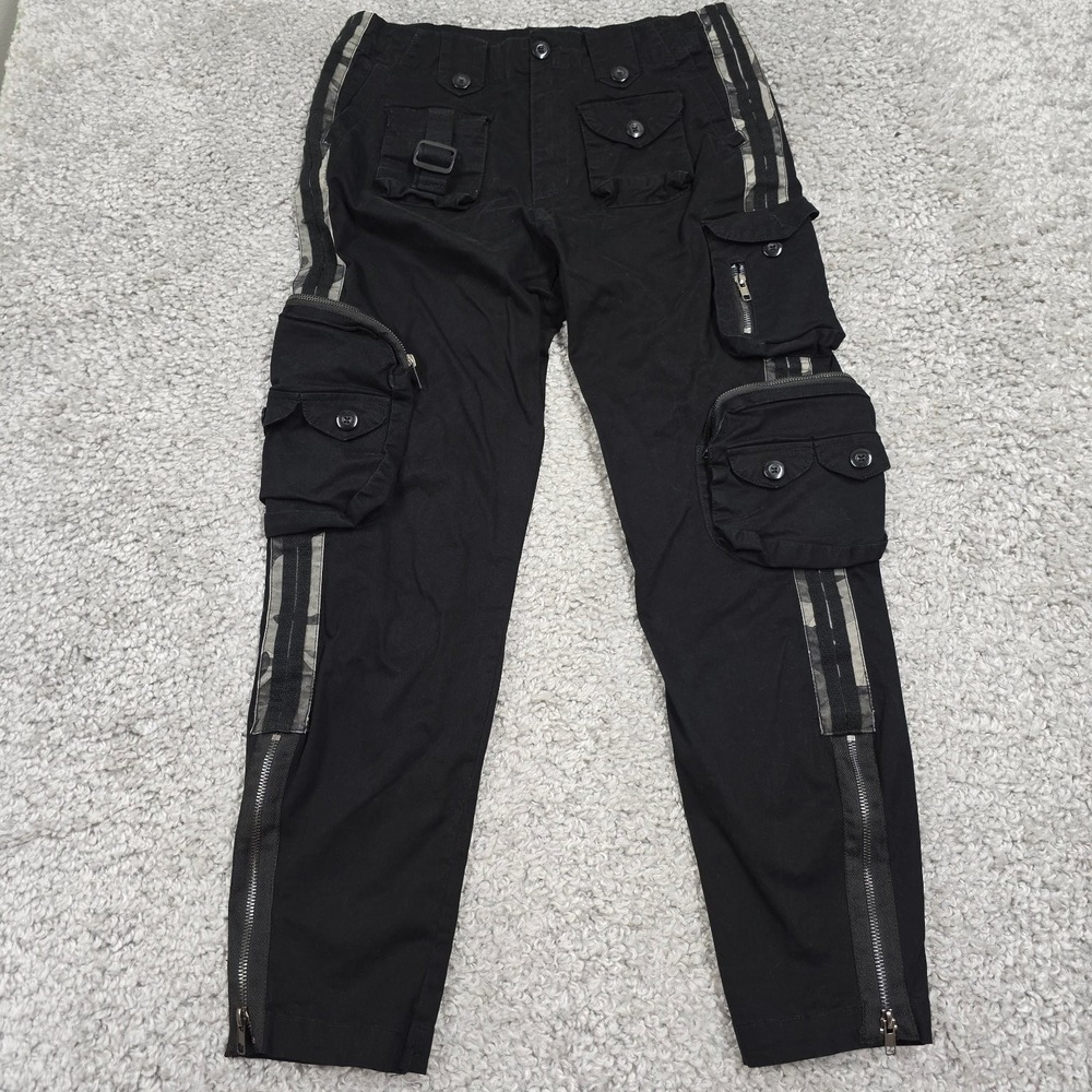 Free Knight Mens Black Cargo Jeans Size 31 (fits 30x26.5) Gothic‎ Grunge Utility